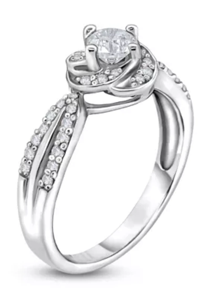 1/2 C.T.T.W Diamond 14Kt Gold Engagement Ring