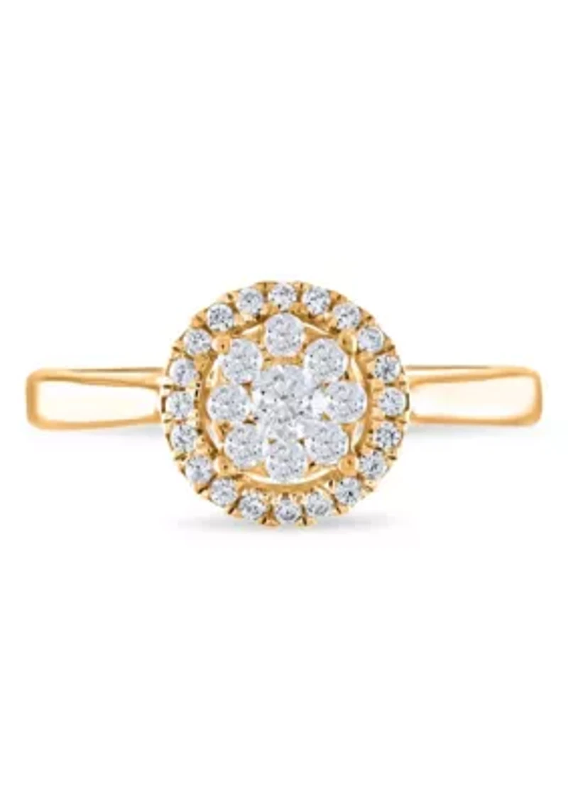 3/8 C.T.T.W Diamond 14Kt Gold Engagement Ring