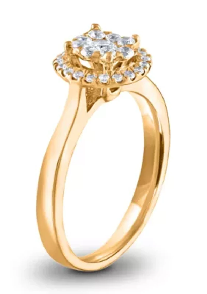 3/8 C.T.T.W Diamond 14Kt Gold Engagement Ring