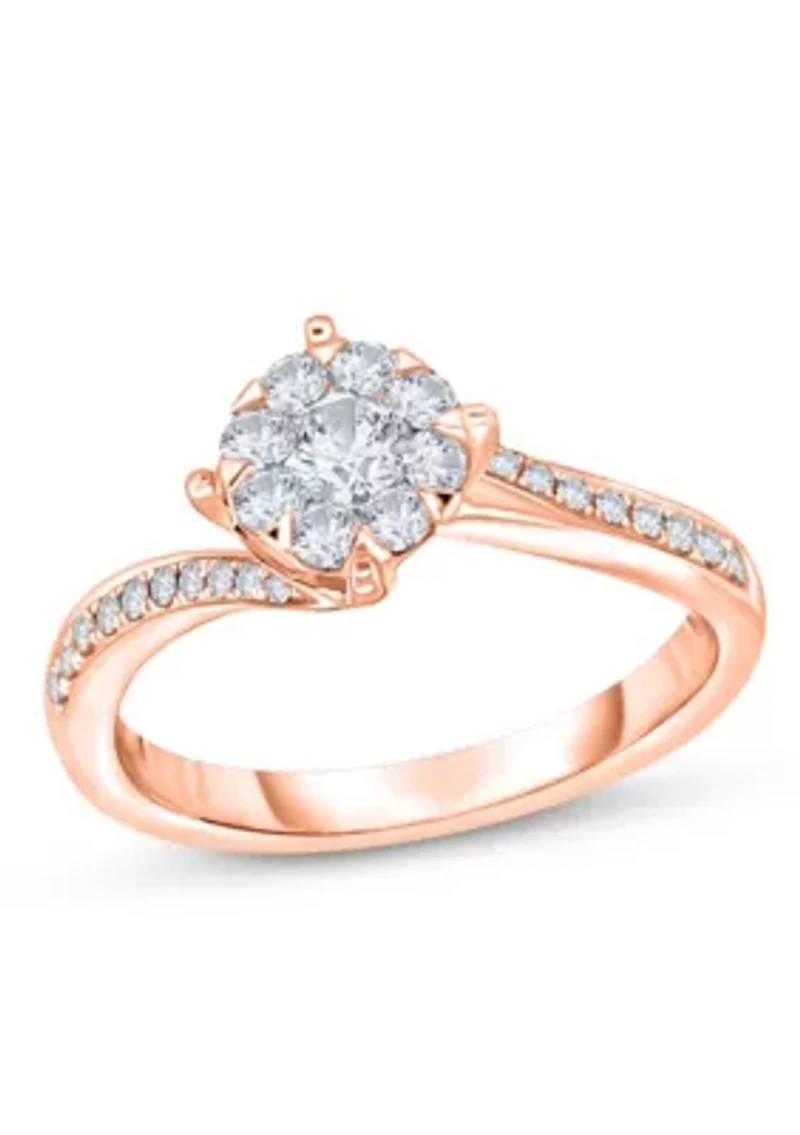 3/8 C.T.T.W Diamond 14Kt Gold Engagement Ring