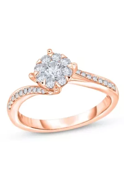 3/8 C.T.T.W Diamond 14Kt Gold Engagement Ring