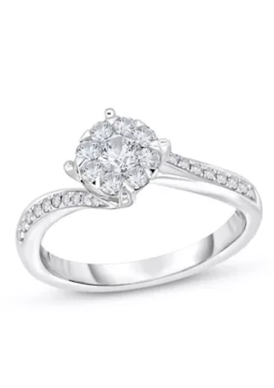 3/8 C.T.T.W Diamond 14Kt Gold Engagement Ring