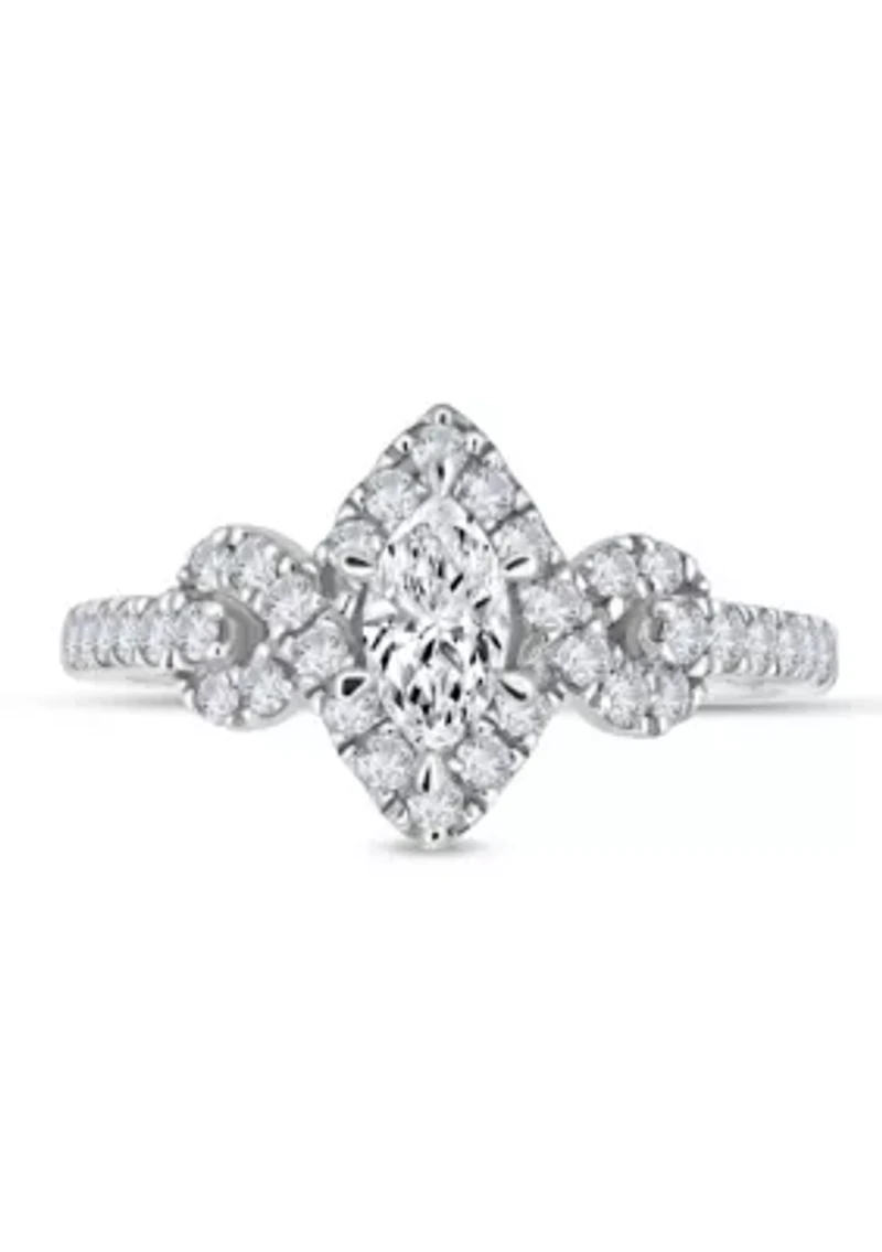 3/4 C.T.T.W Diamond 14Kt Gold Engagement Ring