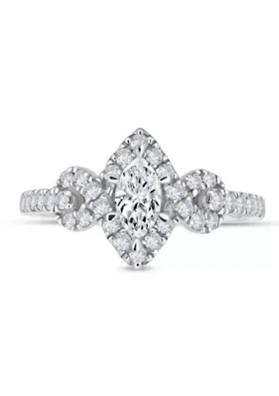 3/4 C.T.T.W Diamond 14Kt Gold Engagement Ring