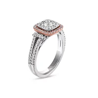 7/8CTW Diamond 14kt Gold Two Tone Pink Ring