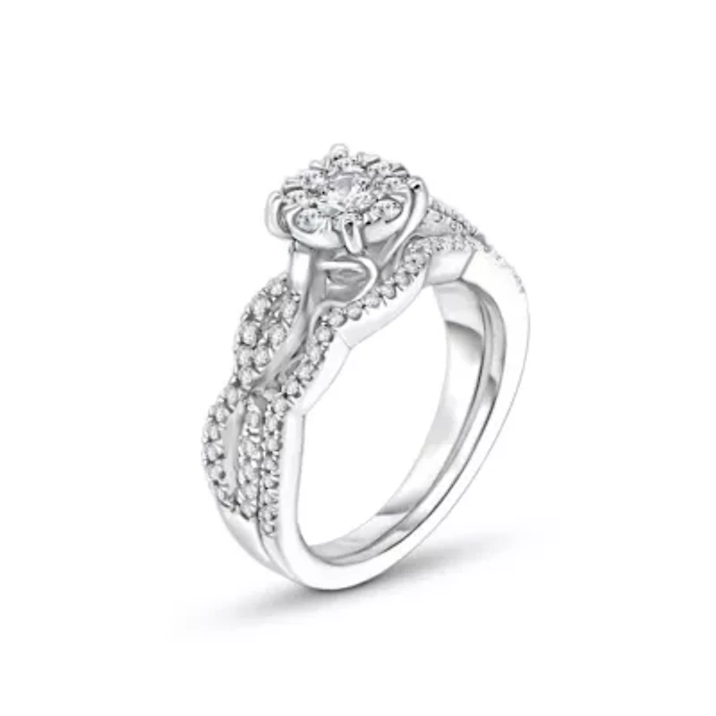 5/8CTW Diamond 14kt Gold White Ring Set