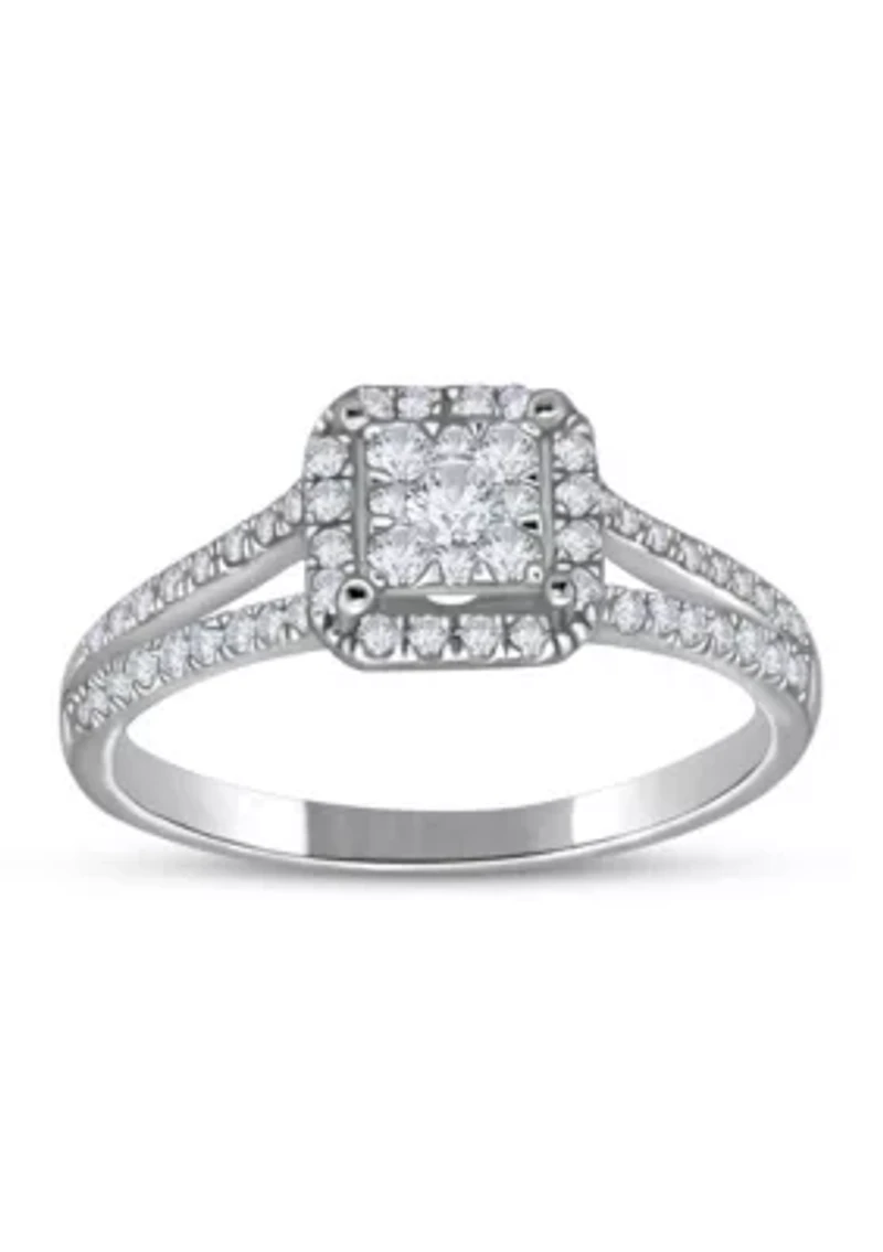 3/8 C.T.T.W Diamond 14Kt Gold Engagement Ring