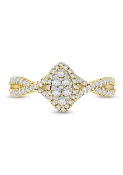 1/2 C.T.T.W Diamond 14Kt Gold Engagement Ring