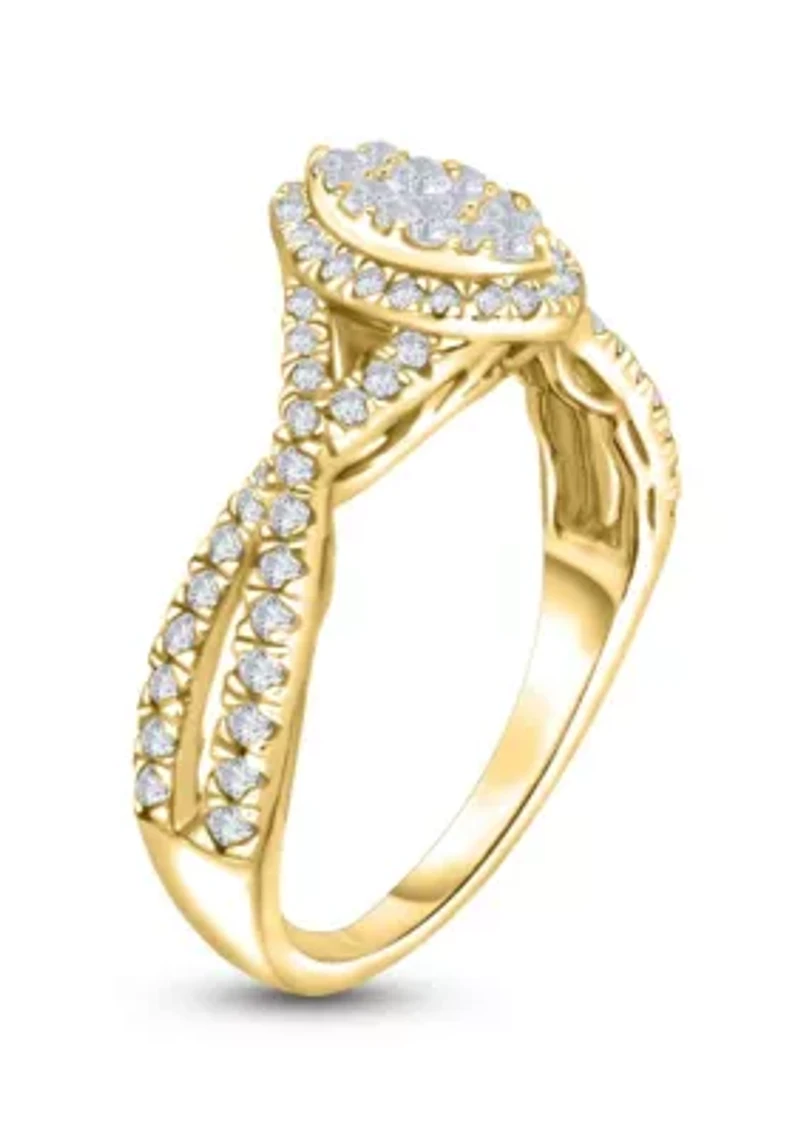 1/2 C.T.T.W Diamond 14Kt Gold Engagement Ring