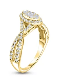 1/2 C.T.T.W Diamond 14Kt Gold Engagement Ring