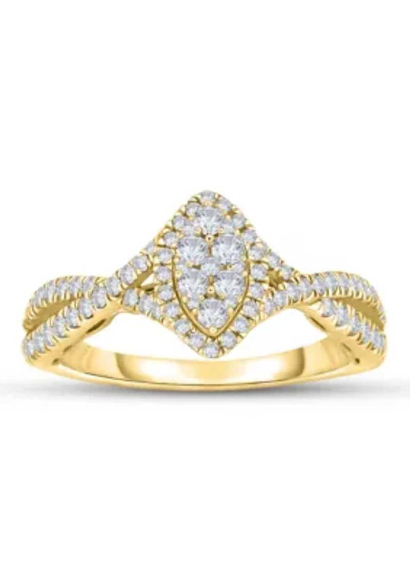 1/2 C.T.T.W Diamond 14Kt Gold Engagement Ring