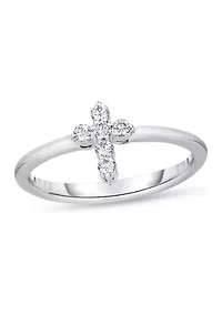 1/6 C.T.T.W Diamond 14K Cross Ring