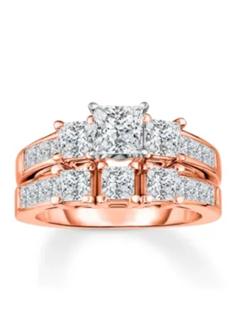 3 1/2 C.T.T.W Diamond 14Kt Gold Bridal Set