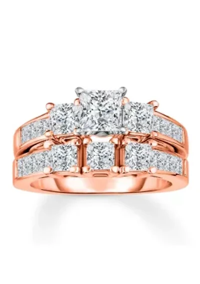 3 1/2 C.T.T.W Diamond 14Kt Gold Bridal Set