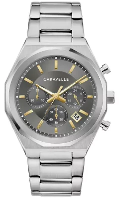 Caravelle Mens Classic Silver-Tone Bracelet Watch 40mm