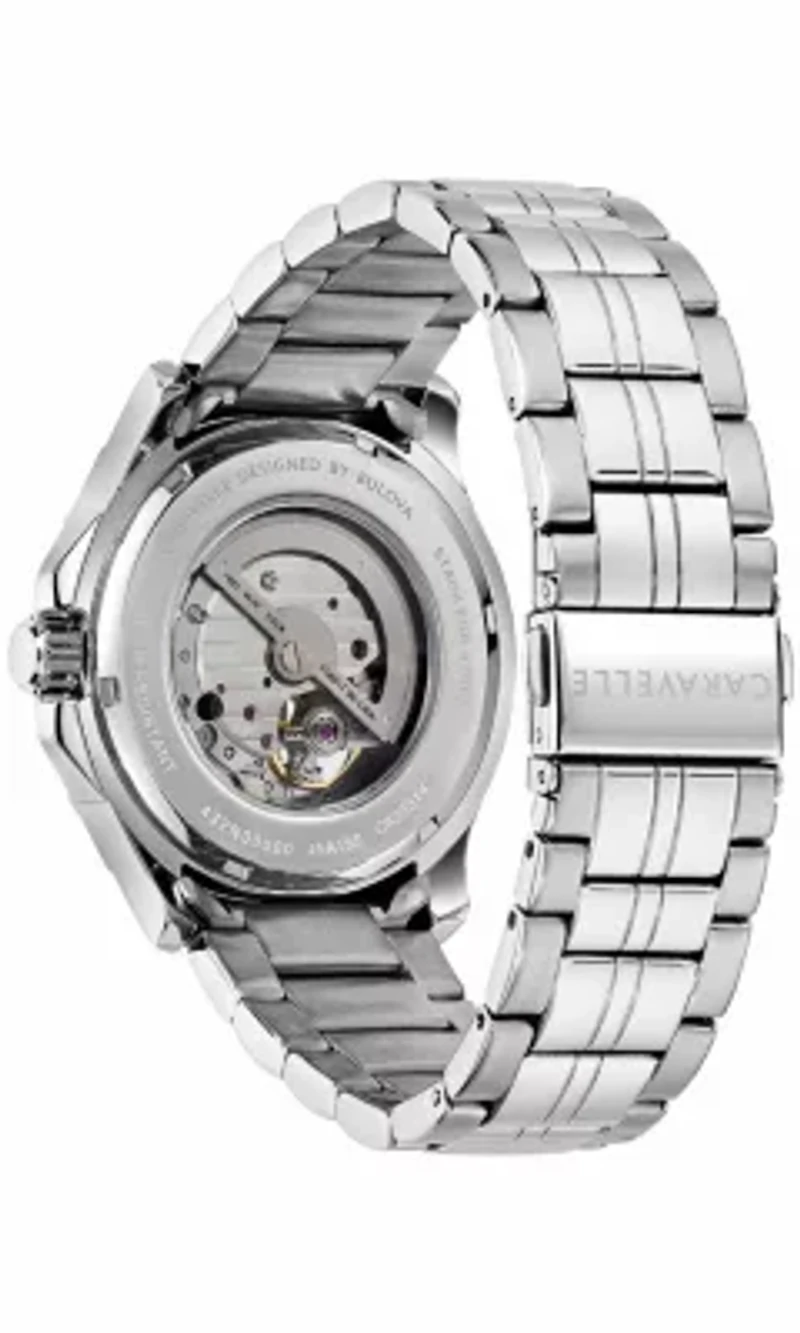 Caravelle Mens Classic Silver-Tone Bracelet Watch 42mm