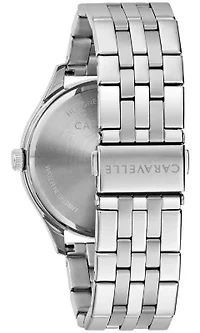 Caravelle Mens Classic Silver-Tone Stainless Steel Bracelet Watch 41mm