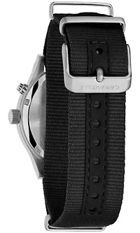 Caravelle Mens Vintage Lite Up Black Nylon Strap Watch 39mm