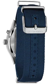 Caravelle Mens Vintage Lite Up CAR Blue Strap Watch 39mm