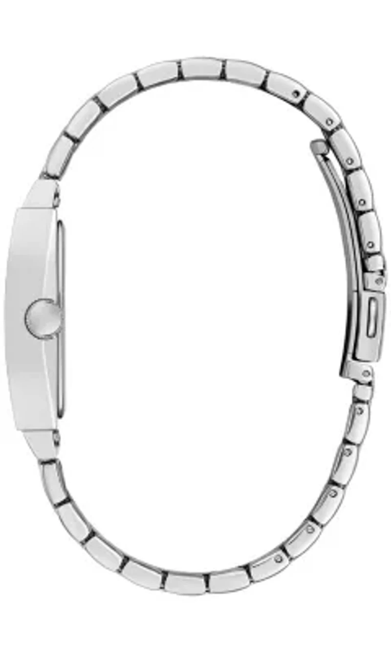 Caravelle Mens Modern Silver-Tone Stainless Steel Bracelet Watch 33mm