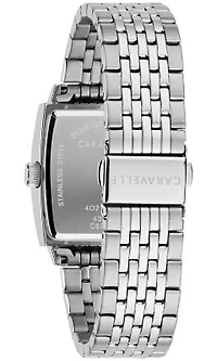 Caravelle Mens Modern Silver-Tone Stainless Steel Bracelet Watch 33mm