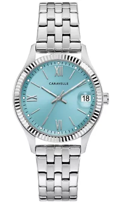 Caravelle Ladies Classic Silver-Tone Stainless Steel Bracelet Watch 32mm
