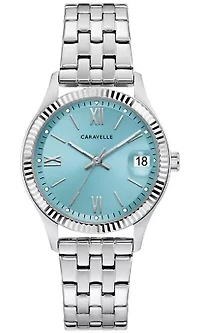 Caravelle Ladies Classic Silver-Tone Stainless Steel Bracelet Watch 32mm