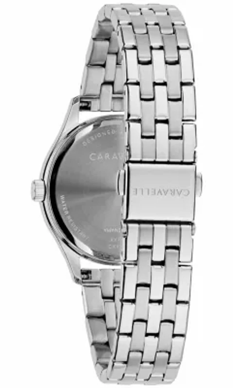 Caravelle Ladies Classic Silver-Tone Stainless Steel Bracelet Watch 32mm