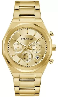 Caravelle Mens Classic Gold-Tone Bracelet Watch 40mm