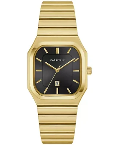 Caravelle Mens Vintage Gold-Tone Stainless Steel Bracelet Watch 32mm