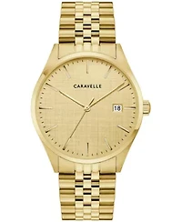 Caravelle Mens Dress Gold-Tone Stainless Steel Bracelet Watch 39mm