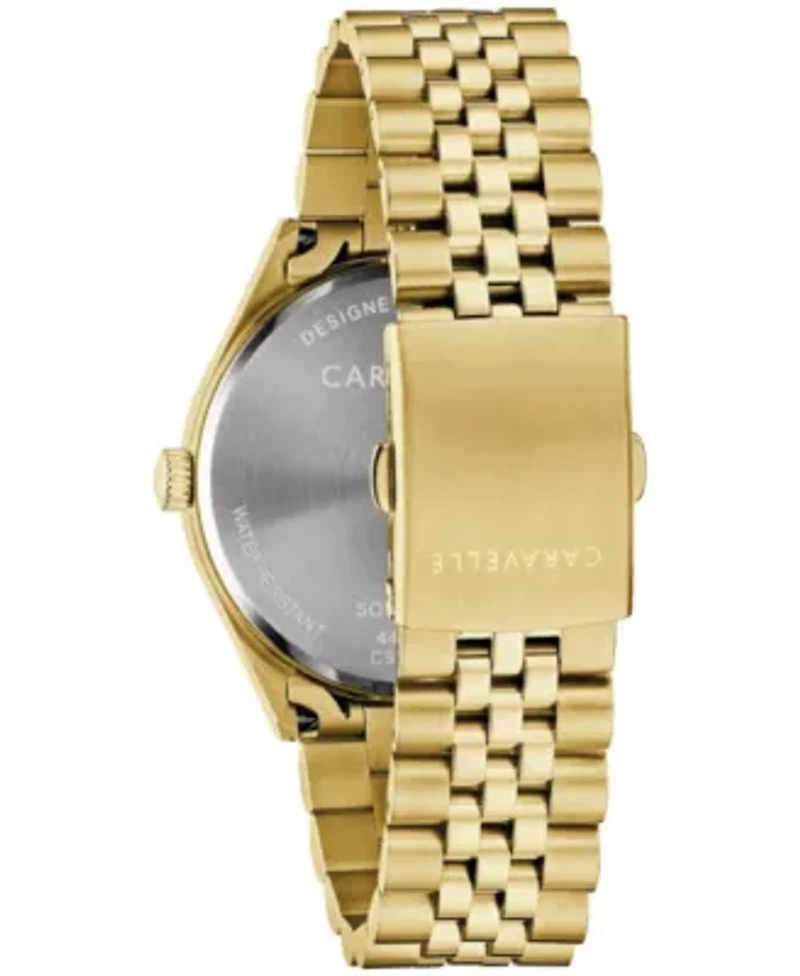 Caravelle Mens Dress Gold-Tone Stainless Steel Bracelet Watch 39mm