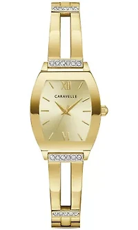 Caravelle Ladies Modern Gold-Tone Stainless Steel Expansion Watch 22mm
