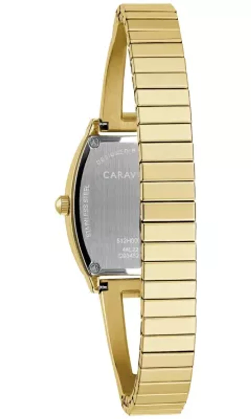 Caravelle Ladies Modern Gold-Tone Stainless Steel Expansion Watch 22mm