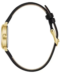 Caravelle Ladies Dress Black Leather Strap Watch 18.5mm