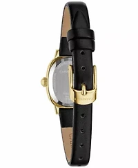 Caravelle Ladies Dress Black Leather Strap Watch 18.5mm