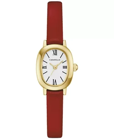 Ladies Dress Red Leather Strap Watch 18.5mm