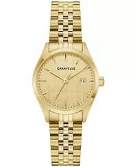 Caravelle Ladies Dress Gold-Tone Stainless Steel Bracelet Watch 28mm