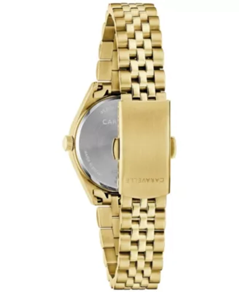 Caravelle Ladies Dress Gold-Tone Stainless Steel Bracelet Watch 28mm