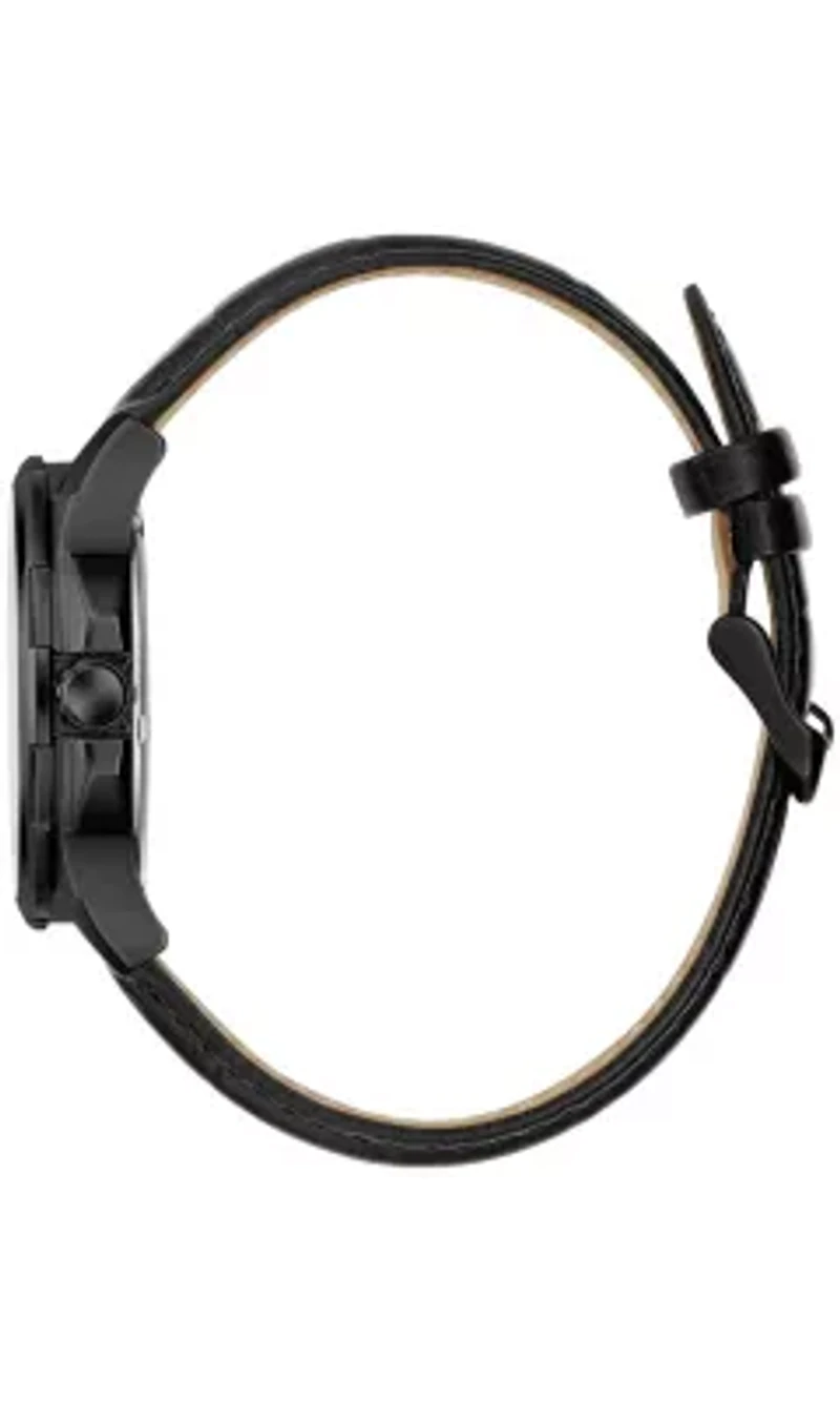 Caravelle Mens Classic Black Strap Watch 42mm