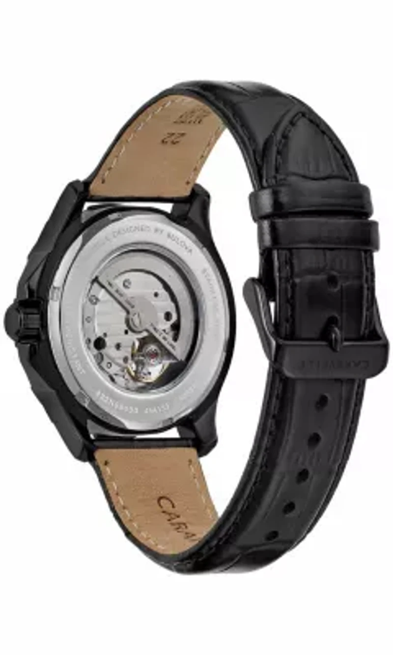 Caravelle Mens Classic Black Strap Watch 42mm