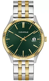 Caravelle Mens Classic Two-Tone Bracelet Watch 41mm