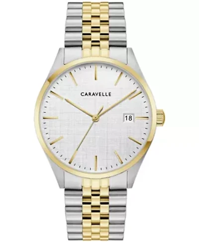 Caravelle Mens Dress Two-Tone Stainless Steel Bracelet Watch 39mm