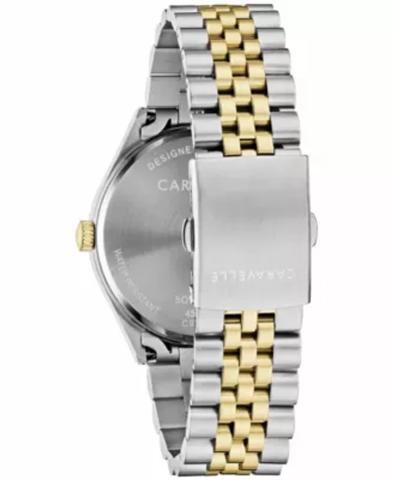 Caravelle Mens Dress Two-Tone Stainless Steel Bracelet Watch 39mm