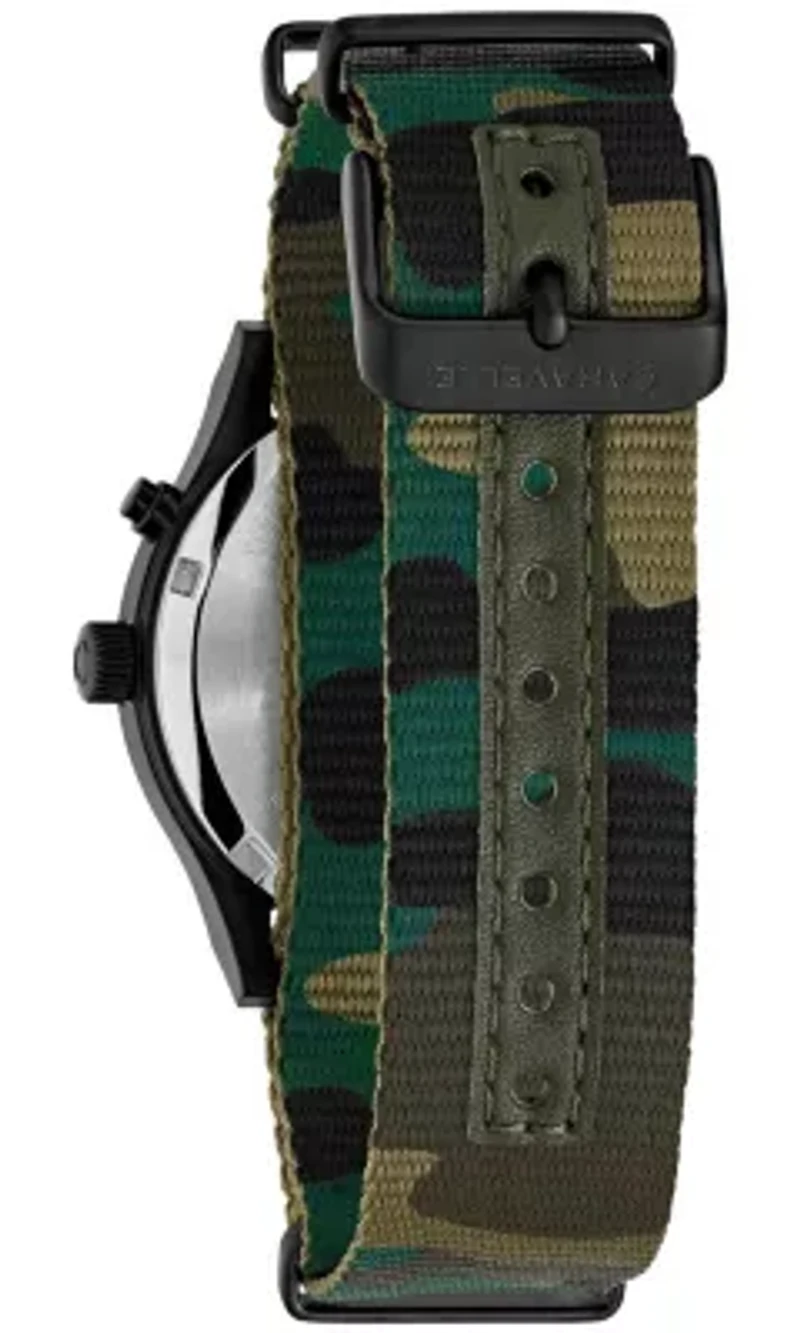 Caravelle Mens Vintage Lite Up Camouflage Strap Watch 39mm