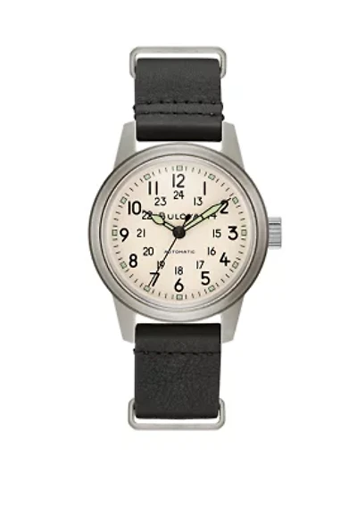 Men's Military Hack Stainless Steel Watch with White Dial 