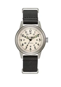Men's Military Hack Stainless Steel Watch with White Dial 