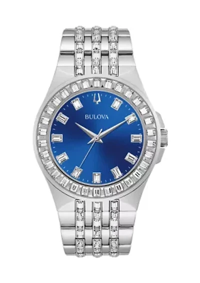 Phantom Men's Crystal Accent Silver-Tone Stainless Steel Bracelet Watch