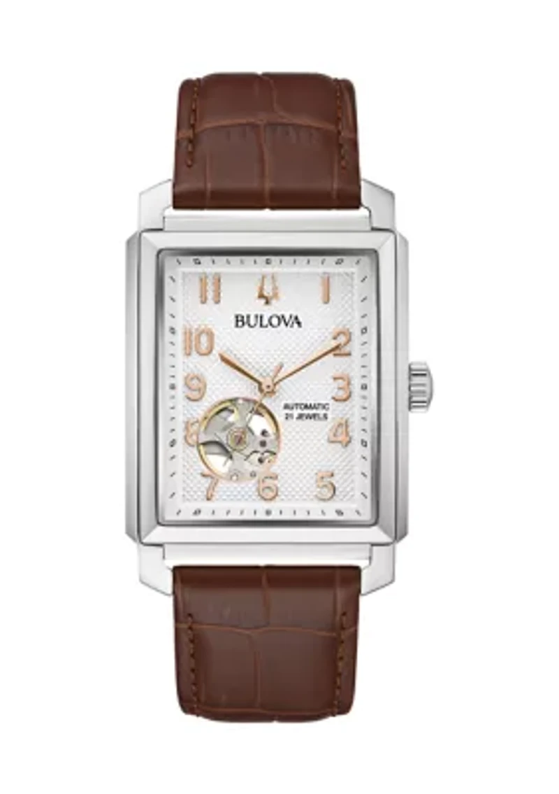 Men's Sutton Automatic Brown Leather Strap Watch
