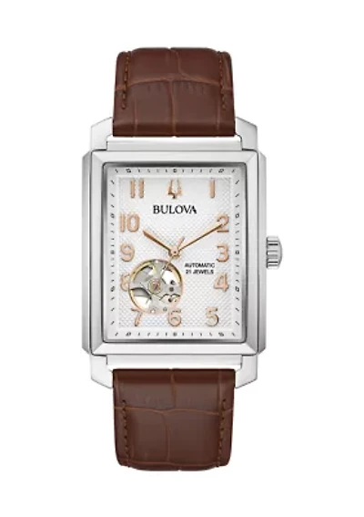 Men's Sutton Automatic Brown Leather Strap Watch